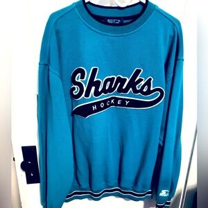 STARTER Teal and Black Hockey Sweatshirt / San Jose Sharks